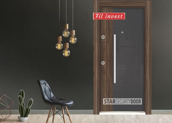 Врата Star Security Door серия Silod модел SD 26 HG Натурален антрацит орех