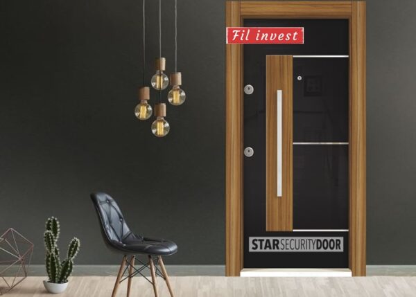 Врата Star Security Door серия Silod модел SD13 HG Черен Сащ орех